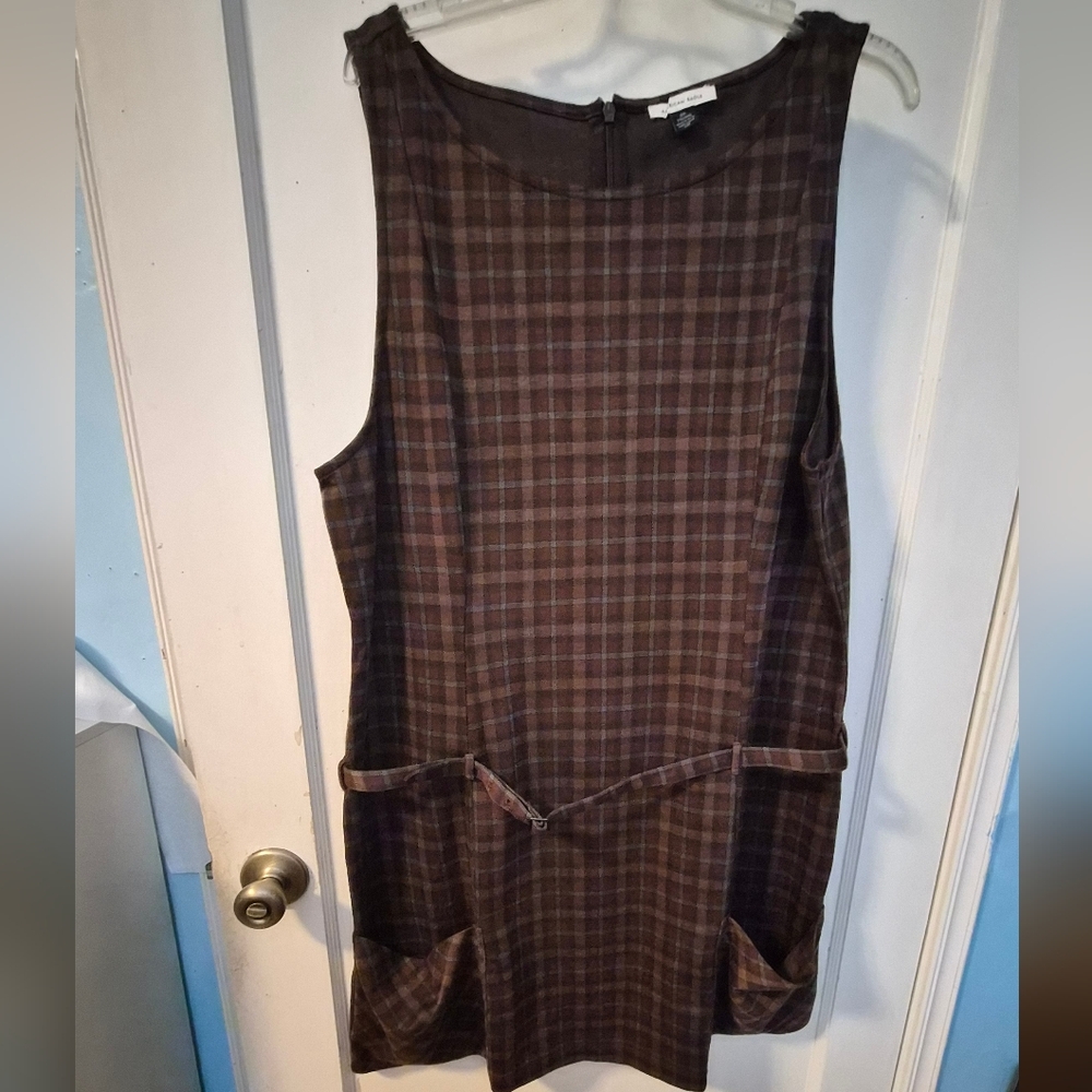 American Eagle Outfitters Brown Plaid Midi Dress